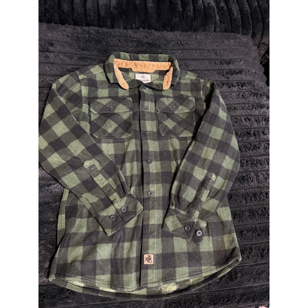 Legendary Whitetails Mens Green Black Buffalo Plaid Fleece Shirt Jacket Small